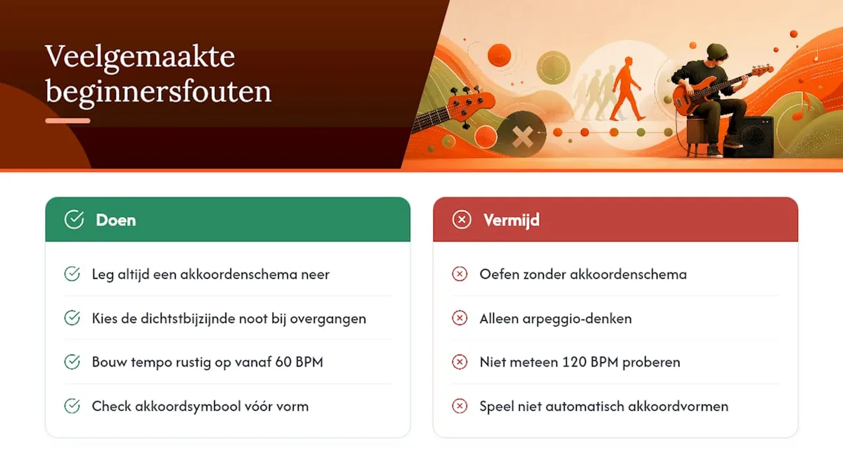 Veelgemaakte beginnersfouten bij walking bass: wat je doet en wat je vermijdt