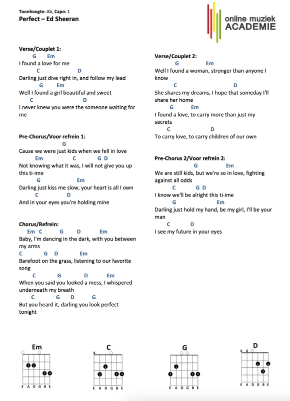 Ed Sheeran - Perfect Perfect - gitaarakkoorden
